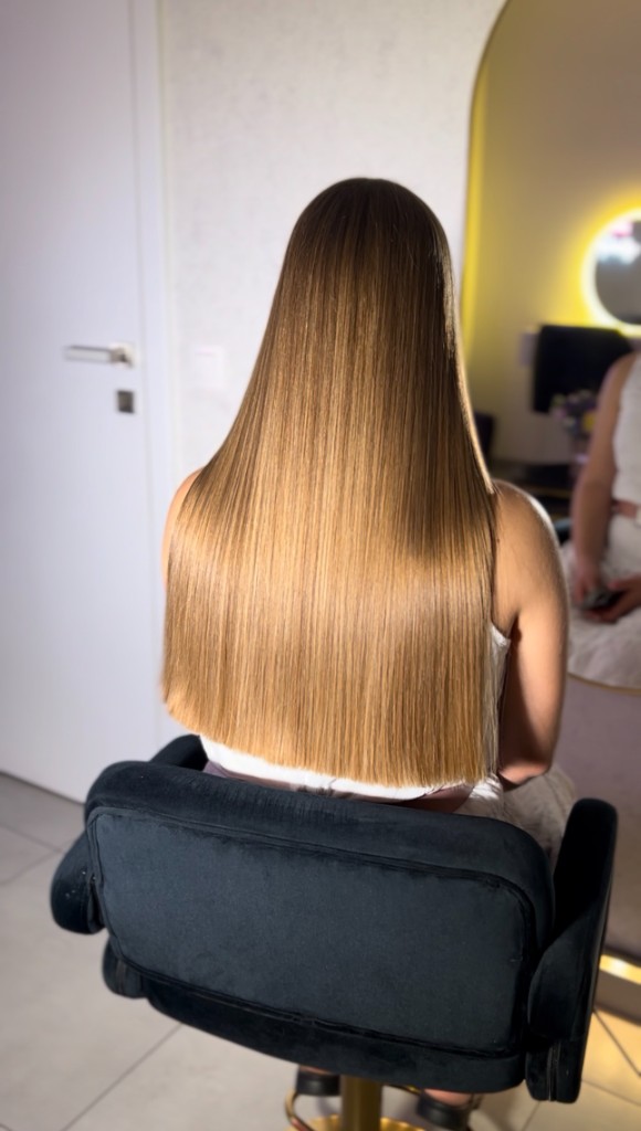 Shiny healthy hair after salon keratin care in Prague